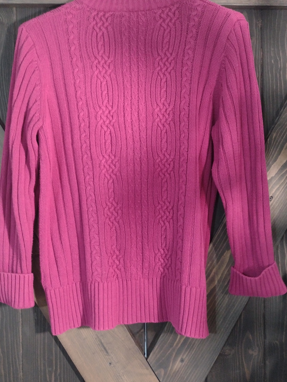 Cabela's Women's Raspberry Cable-Knit Zip Cardigan - Picture 6 of 6